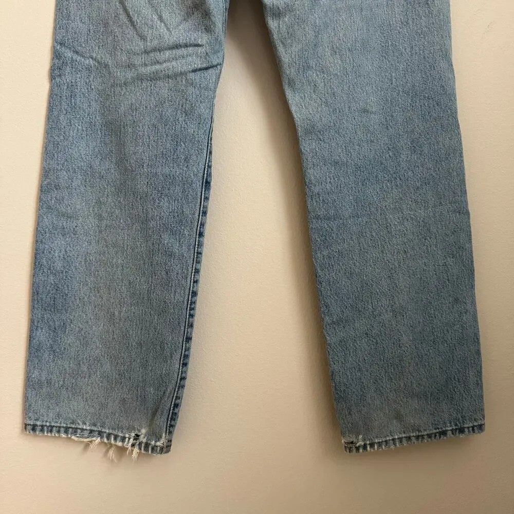 Vintage 90s Levis 501s Thrashed Light Wash Mens 34 x 30 Distressed Red Tab Jeans